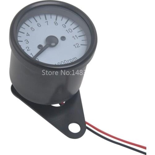 White LED Motorcycle Tachometer Speedometer Gauge 12000 RPM W/Bracket Universal New