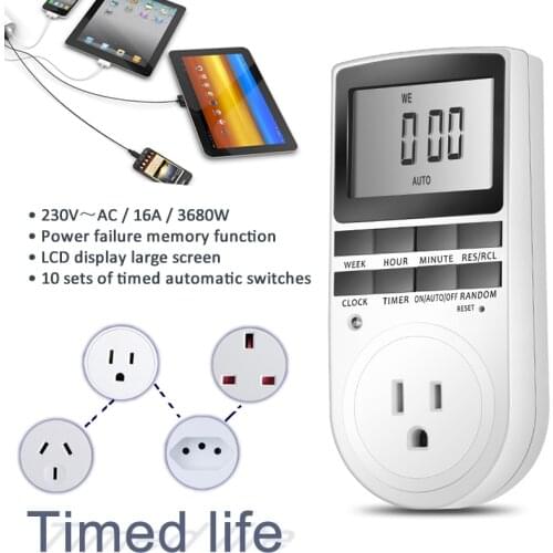 Digital Timer Switch Programmable Timing Socket EU UK US AU BR Plug Electrical Wall Plug-in Power Socket Timer Switch Outlet