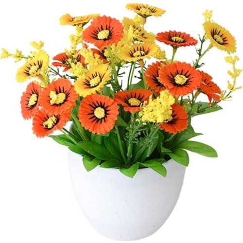 Colorful Artificial Flower Pot Chrysanthemum Desktop Decor Plastic Everlasting Fake Potted Plant for Balcony Office Table Bonsai