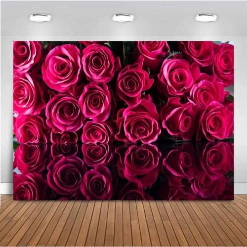 Flowers Blossom Rose Ceremony Party Wedding Wall Photography Backdrops Baby Portrait Mirror Reflect Photo Backgrounds For Studio