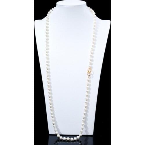 DMNFP001 Pearl Necklace 7-8mm Sweater Chain Necklace Near-round Long Pearl Necklace For Women Gift