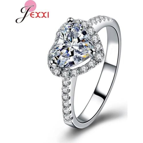 Fast Shipping Women Girls 925 Sterling Silver Wedding Bands Shiny Crystals Paved Romantic Rings For Valentines Day