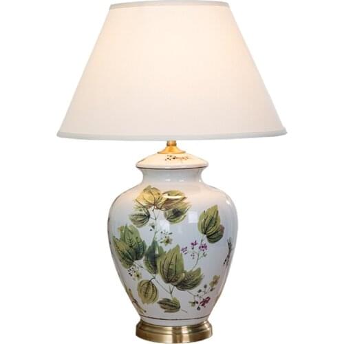 Chinese Style Flowers Leaves Birds Ceramic Table Lamp For BedRoom Bedside Living Room Foyer Study Desk Reading Night Light TD047