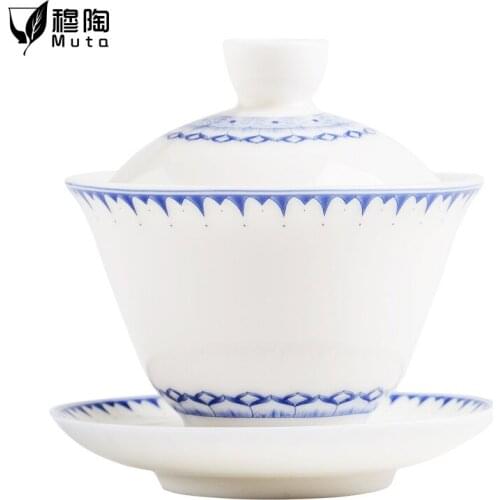 Chinese Kung Fu tea set bone china tea set moralized tea porcelain teapot gaiwan tea set travel kettle beautiful and generous