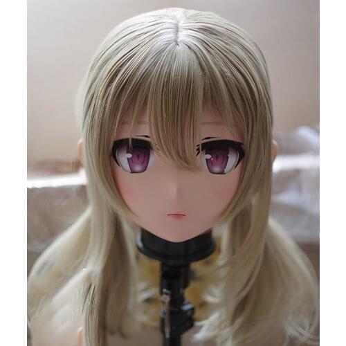 KM119) Handmade Female Resin Crossdress Pretty Girl 3/4 Head Lolita Doll Mask Japanese Anime Cosplay Kigurumi Mask Crossdresser