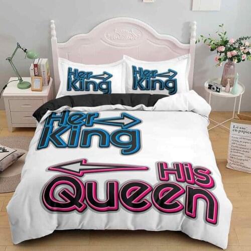 His Queen And Her King Bedding Set For Wedding Gifts 2/3Pcs Couple Duvet Cover Single/ Twin/ Double/ Full/ Queen/ Size