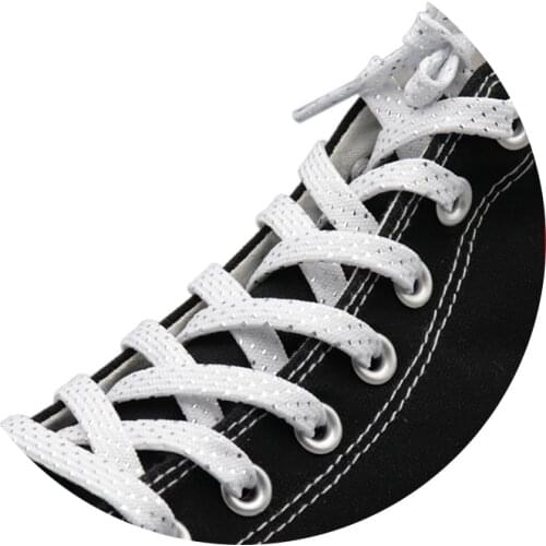 Coolstring 8MM Pretty Shoe Accessories White Black Flat Type Shoelaces Top Quality Metallic Yarn Laces For Canvas Boot DressShoe