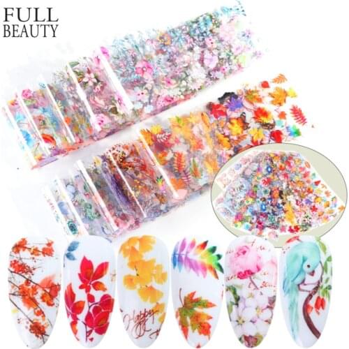 10pcs Flower Holographic Nail Foil Set Lavender Stickers for Nails Nail Art Transfer Sticker Manicure Tips Decoration CH19132