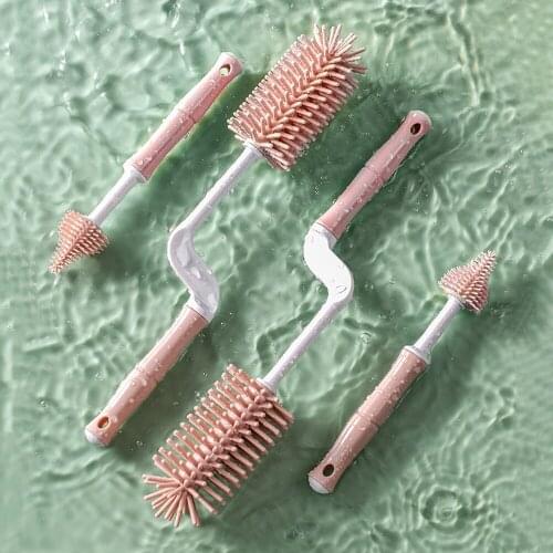 Bottle Cleaning Brush Set YOUHA Silicone Bottle Brush 360° Soft Baby Bottle Cleaner Brushes Nipple Brush Straw Cleaning Brush