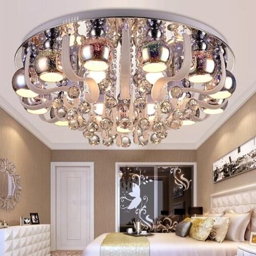 Living room lights round crystal lamp ceiling lamp led modern simple bedroom lights restaurant lighting color atmosphere lamps