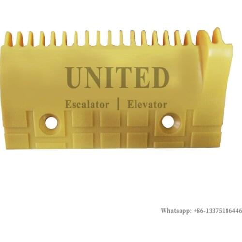 Escalator Yellow Plastic Comb Plate H2200124 L163mm W90mm Hole Space 90mm 19Teeth RIGHT
