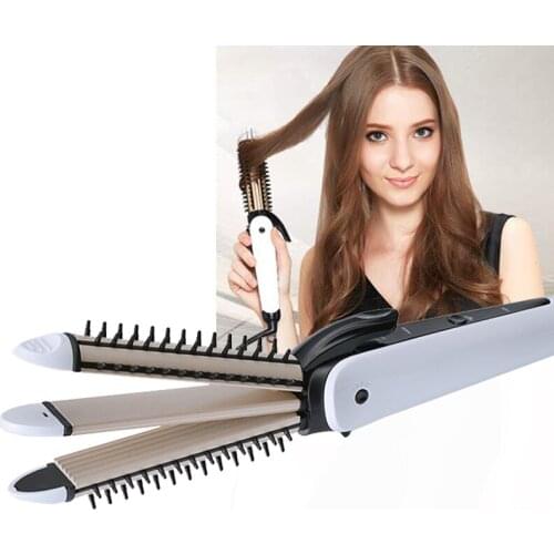 Professional 3 In 1 Multi-function Curling Iron Ceramic Hair Curler Straightening Irons Fluffy Hair Corrugated Styling Tools
