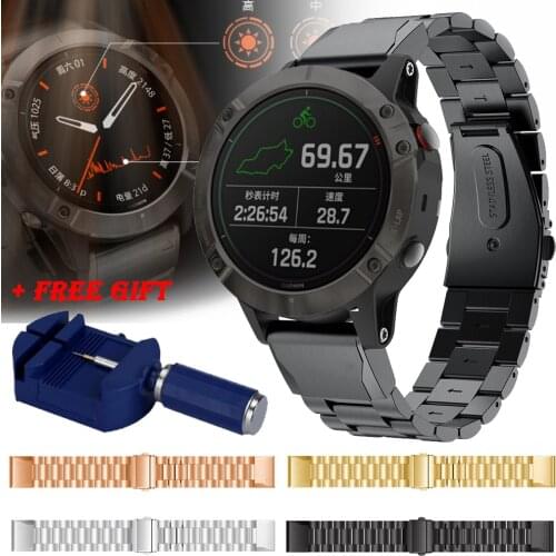 Stainless Steel Bracelet Watch Band Strap For Garmin Fenix 6X / 6X Pro / 5X / 5X Plus 26MM Watchband Replacement Metal Bracelet