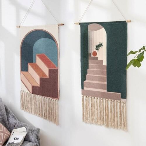 Hand-woven Tassel Tapestry Retro for Babies Room Decorative Wall Hanging Painting Does Not Fade Bedroom Soft Background Cloth