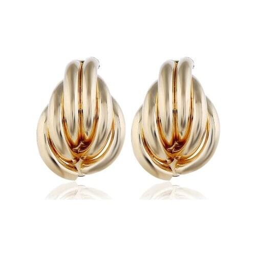 The European and American wind exaggerated punk rock metal leaf geometry stud earrings