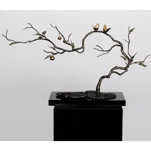 Sculpture soft decoration iron tree branch bird desktop decoration living room hotel porch metal creative handicraft decoration