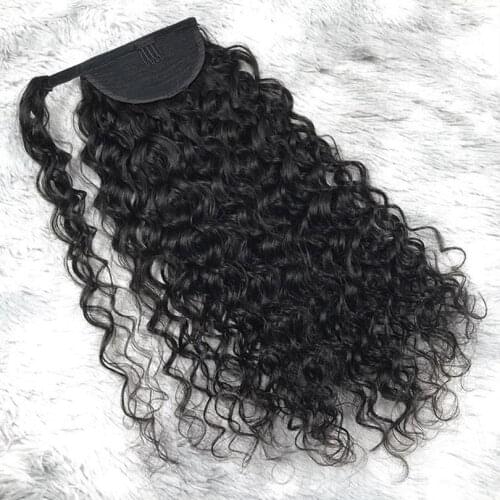 Loose Curly Ponytail Human Hair For Women Remy Brazilian Wrap Around Ponytail Clip In Hair Extensions 100g Black Color 1#2#4