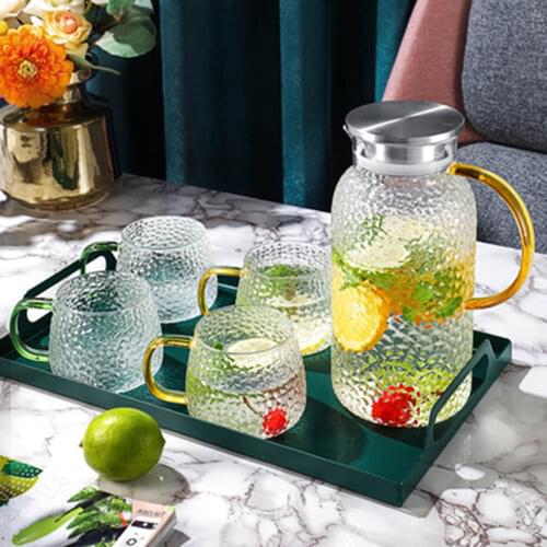 Glass Bottle Hot Cold Water Jug Juice Mug Milk Water Cup Heat-Resistant Kettle Home Carafe With Stainless Steel Filter TeaPot