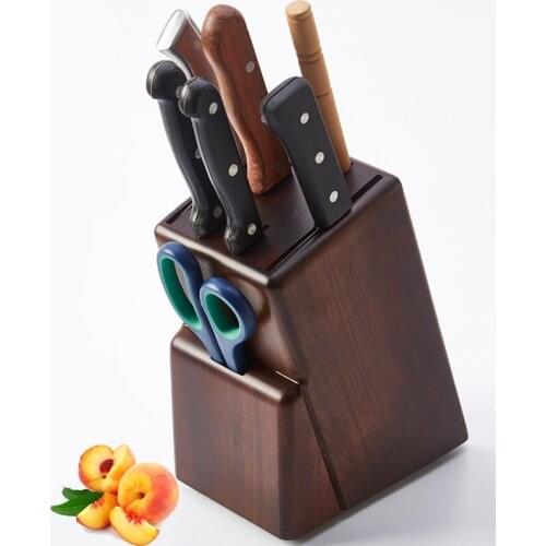 Thick Walnut Wood Knife Holder Multifunction Placement Scissors Storage Rack Kitchen Chef Knife Stand Knives Block Accessories