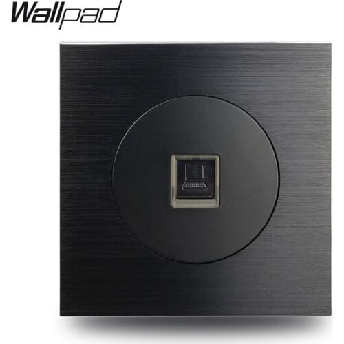 Wallpad L6 Black Satin Metal CAT6 PC Data Ethernet Computer Wall Socket RJ45 Wiring Outlet Brushed Aluminum, 86 * 86 mm
