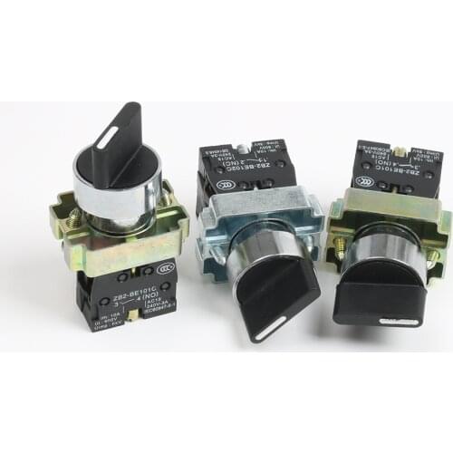 XB2-BD21 BD25 BD33 BD53 BD73 1NO/2NO/1NO1NC 2/3 position Latching self-locking selector push button switch Momentary Reset Knob