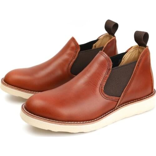 Yomior New 2021 Italian Vintage Men Casual Shoes Real Leather High Quality Designer Ankle Boots Slip-On Chelsea Boots Loafers