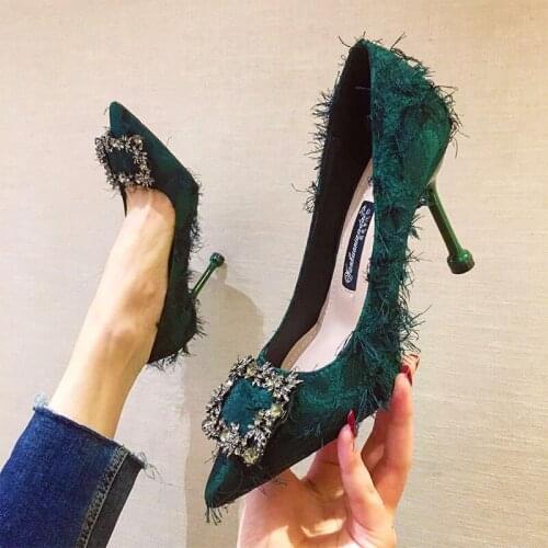 2021 spring pointed shallow mouth sexy stiletto high heel single shoes womens wild banquet dress large size small size shoes