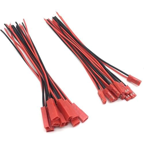 10pairs 2*150mm 2PIN JST Connector Plug Cable 2*15cm Male+Female for RC Battery Connector Terminals