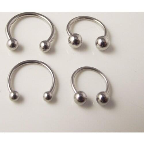 2 piece 1.6x12x5mm Silver Stainless Steel Circular Barbells Horseshoe Nose Ring Lip Ring,tragus Body Piercing earring nose ring