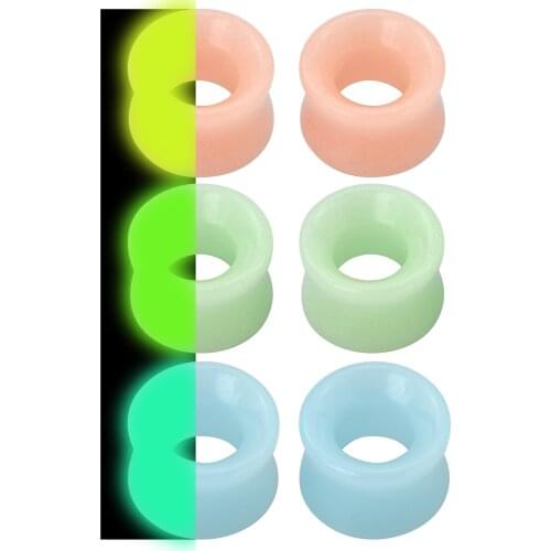 Body Punk New Glow In The Dark Piercing Ear Plugs Tunnel Flesh Ear Expander Gauges Stretcher Body Jewelry for Women Men 2pcs Set