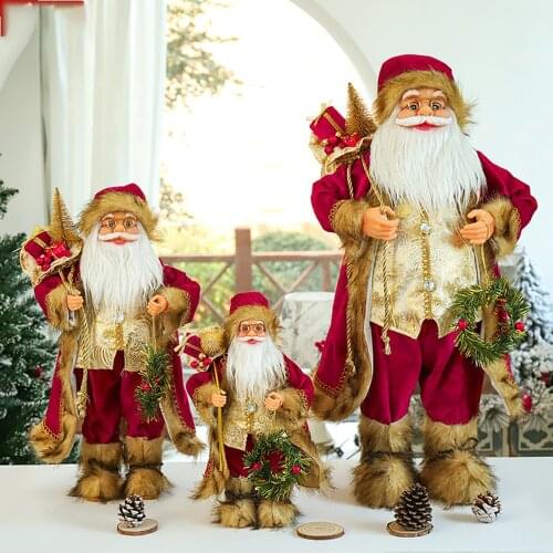 30CM 2021 New Year Big Santa Claus Doll Children Xmas Gift Christmas Tree Decorations for Home Hotel Wedding Party Supplies