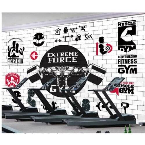 3d murals wallpaper for walls 3 d Gym mural custom Background wall brick wall fitness club wall paper home decoration