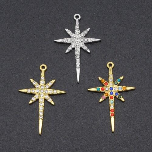 5pcs/lot Fabulous 32mm Big Rainbow CZ Rhinestone Star Charm Pendant Wholesale Factory Sale Bracelet Charm OEM Order Accepted