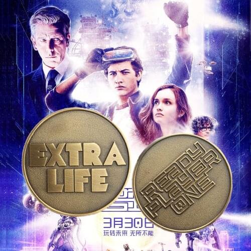 Movie Ready Player One Keychain Music Band keyring Extra Life Coin Pendant Jewelry