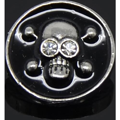 Skull Pattern Black Enamel Snap Button Jewelry