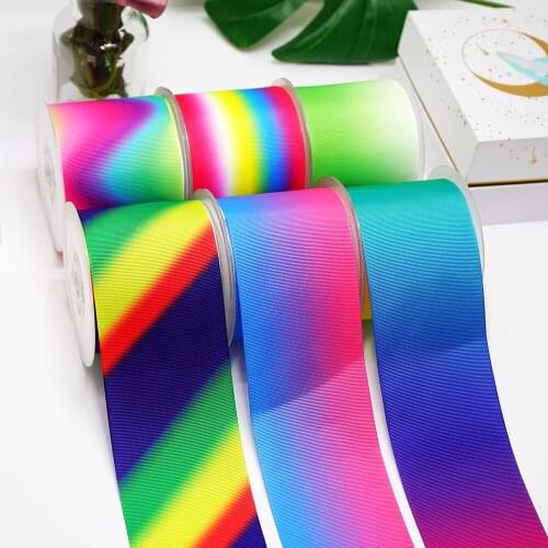 DIY Cartoon Gradient Color Printed Grosgrain Ribbon For Craft Supplies Sewing Accessories 5 Yards. 916