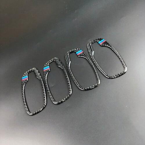 For BMW E60 5 Series 2006-2010 Car Accessories Carbon Fiber Car Interior Door Handle Cover Trim Door Bowl Stickers Decoration