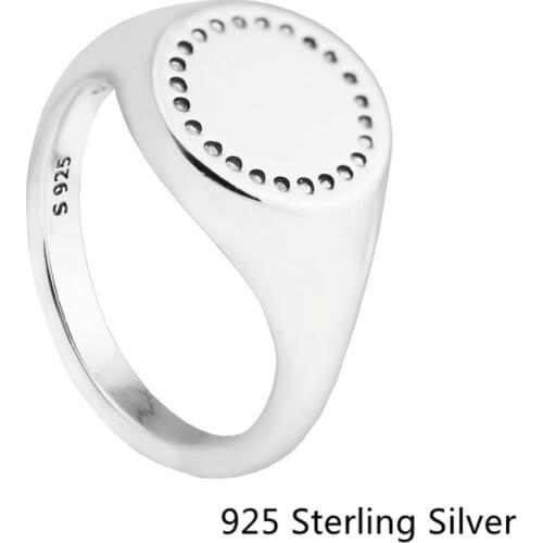 CKK 925 Sterling Silver Circle Signet Rings For Women Original Fashion Jewelry DIY Making Mothers Day Gift