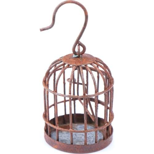 1:12 Scale Metal Bird Cage With Bird Birdcage Dollhouse Miniature Gold Tone