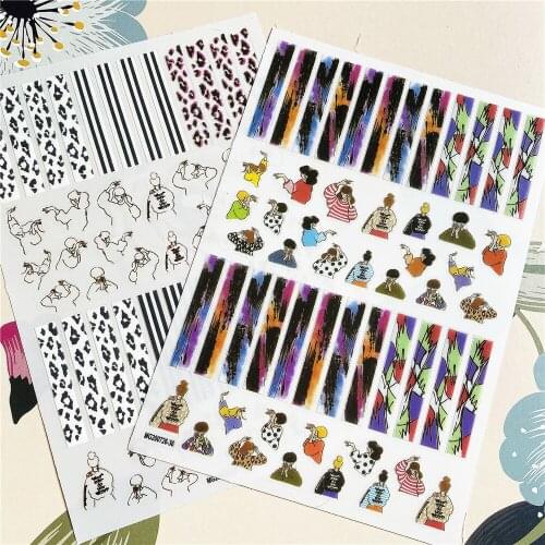 MG200726-36-37 Lady Colored abstract face-geometric 3D Back glue Nail decal Nail sticker Nail decoration Nail art Nail ornament