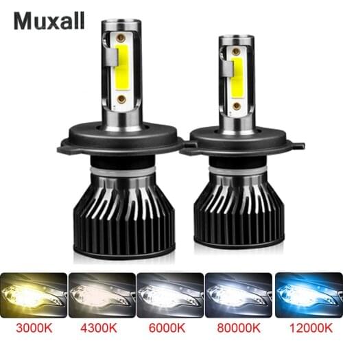 Muxall H4 H7 LED 20000LM Car Headlight Bulb H1 H3 H8 H9 H11 H27 880 9005 HB3 9006 HB4 6000K Running Auto Fog HeadLamp
