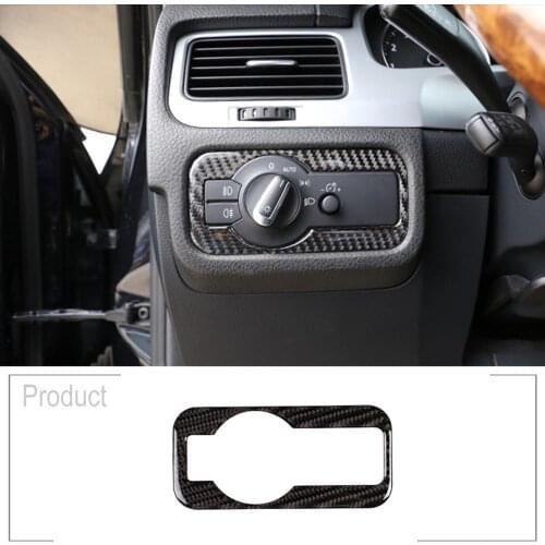 Soft Carbon Fiber Headlight Switch Frame Cover Interior Accessories for Volkswagen Touareg 2011-2018