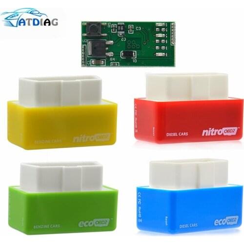 New EcoOBD2 & Nitro OBD2 Gasoline Plug & Drive Performance For Benzine Eco OBD2 ECU Chip Tuning Box 15% Fuel Saving More Power