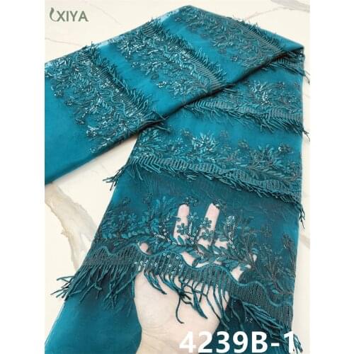 Latest African French Net Lace Fabric 2021 High Quality Tulle Mesh Lace Fabric with Sequins Nigerian Lace for Sewing APW4239B