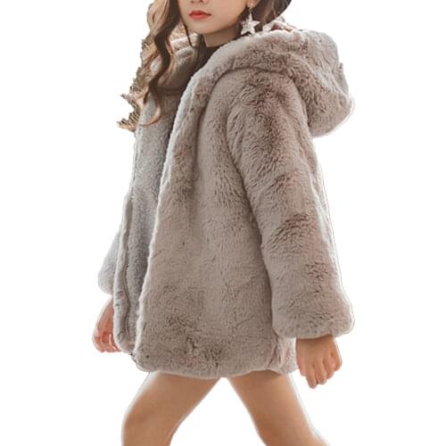 2020 New Girls Cartoon Owl Baby Coats for Girls Winter Warm Jackets For Winter Kids Clothes Hooded Faux Fur Thickening Outwear