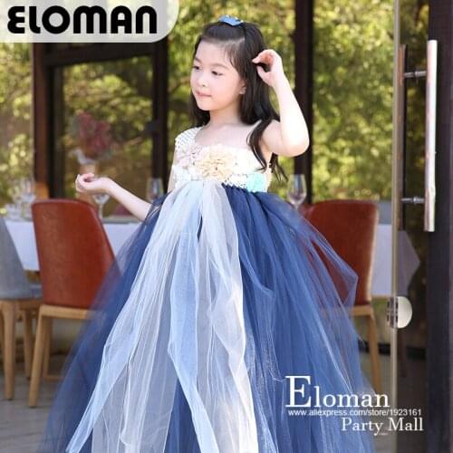 Eloman DIY handmade tutu dress for grand event girls birthday party flower girl tutu dresses for wedding 2018 cute style dress