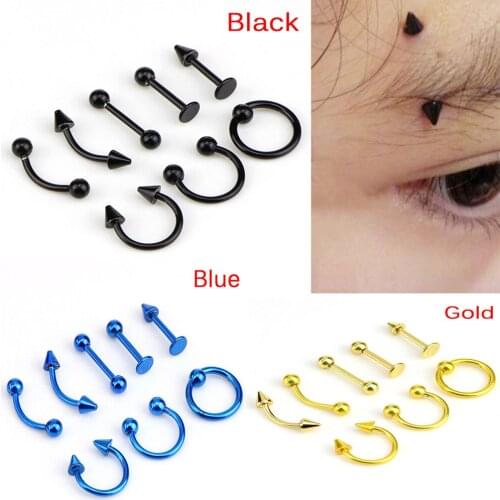 Steel Belly Button Piercings Ear Studs Segment Ring Nose Ring Lip Eyebrow Piercings Industrial Barbell Body Jewelry Piercing