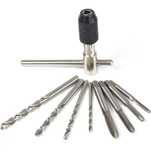 T-Shaped Wire Cone Hinge Frame Hand Thread Tap Drift Holder 9-Piece Multi-Functional Combination mini tap die set