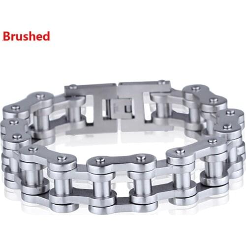 Top Quality Matte Titanium Steel 18mm/23mm Wide Heavy Biker Bicycle Chain Bracelets Bangles Brushed Bracelet Men Jewelry