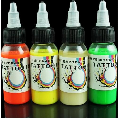 OPHIR Temporary Tattoo Airbrush Inks Pigment Body Art Tattoo 30ml/bottle Fluorescent Airbrush Body Paint Inks for Pub_AC101(1-4)